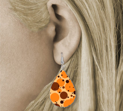 Fall Halloween Dots & Spots Teardrop Earrings Style 1