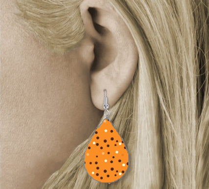 Fall Halloween Dots & Spots Teardrop Earrings Style 3