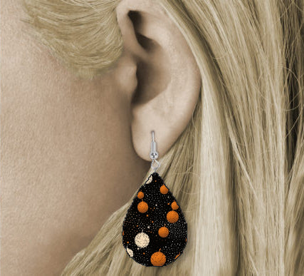 Fall Halloween Dots & Spots Teardrop Earrings Style 6