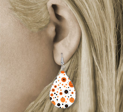 Fall Halloween Dots & Spots Teardrop Earrings Style 7